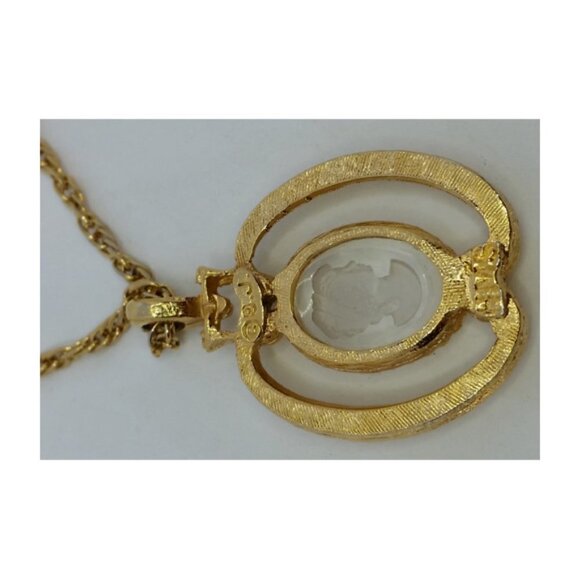 VINTAGE SIGNED HMS MADEIRA CREATIONS Cameo Multi Layer Necklace Victorian Style - Picture 3 of 5